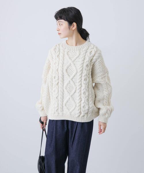 かぐれ　ペルーアラン柄ニット　アイボリー かぐれ ペルーアラン柄ニット アイボリー ウール 完売品 厚手 かぐれ