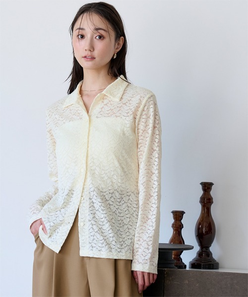 UR'S(ユアーズ)の「レースポロデザインブラウス(シャツ/ブラウス・レディース・ホワイト/ブラック・L/M/S)」の3枚目の写真