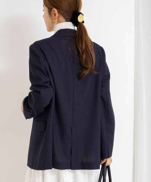 ネイビー ダブルブレスト テーラードジャケット ノーリーズ　ウォッシャブル　紺 セール】ウォッシャブルダブルジャケット（テーラードジャケット