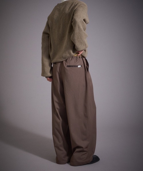 セール】ウールタッチ 2タックワイドスラックスパンツ（スラックス