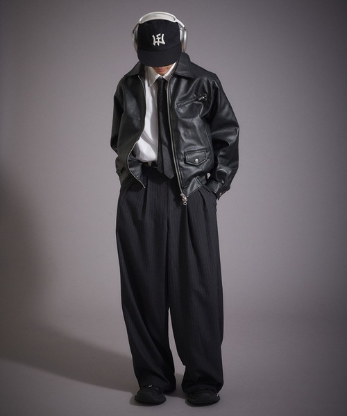 Perushu(ペルーシュ)の「ウールタッチ 2タックワイドスラックスパンツ(スラックス・メンズ・ブラック/グレー/ブラウン・MEDIUM/SMALL/LARGE)」の15枚目の写真