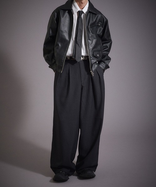 Perushu(ペルーシュ)の「ウールタッチ 2タックワイドスラックスパンツ(スラックス・メンズ・ブラック/グレー/ブラウン・MEDIUM/SMALL/LARGE)」の14枚目の写真