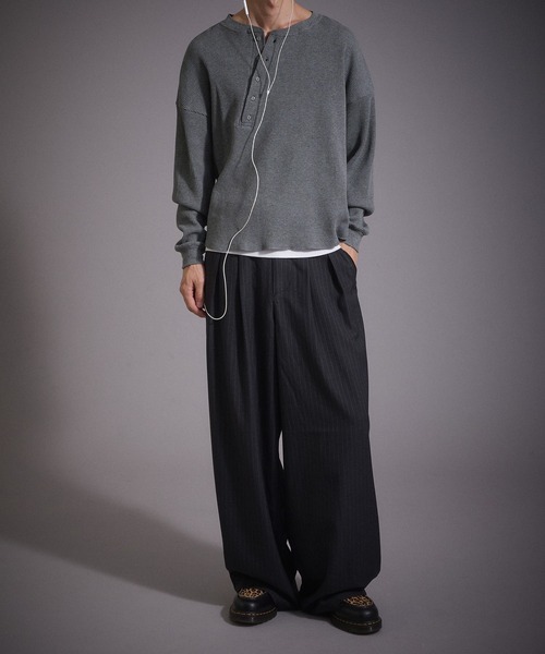 Perushu(ペルーシュ)の「ウールタッチ 2タックワイドスラックスパンツ(スラックス・メンズ・ブラック/グレー/ブラウン・MEDIUM/SMALL/LARGE)」の7枚目の写真