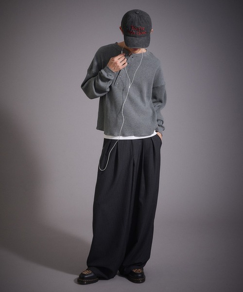 Perushu(ペルーシュ)の「ウールタッチ 2タックワイドスラックスパンツ(スラックス・メンズ・ブラック/グレー/ブラウン・MEDIUM/SMALL/LARGE)」の8枚目の写真