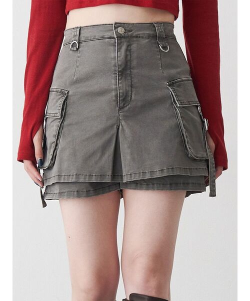 MURUA（ムルーア）の「ウォッシュカーゴスカートパンツ（スカート・レディース・グレー/ブラック/ベージュ・1/2）」の4枚目の写真