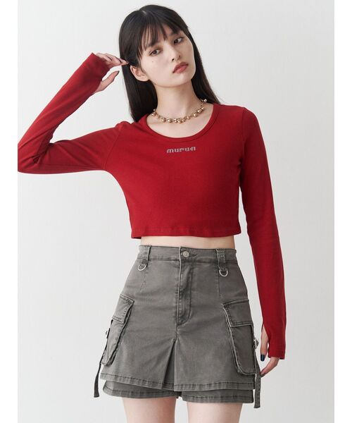 MURUA（ムルーア）の「ウォッシュカーゴスカートパンツ（スカート・レディース・グレー/ブラック/ベージュ・1/2）」の5枚目の写真