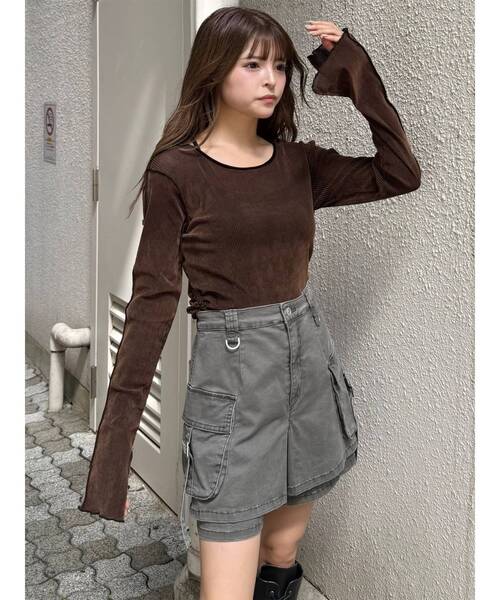 MURUA（ムルーア）の「ウォッシュカーゴスカートパンツ（スカート・レディース・グレー/ブラック/ベージュ・1/2）」の9枚目の写真