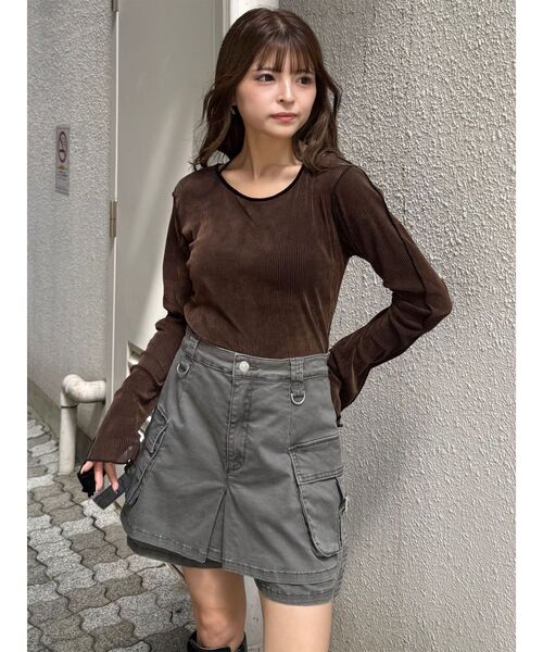 MURUA（ムルーア）の「ウォッシュカーゴスカートパンツ（スカート・レディース・グレー/ブラック/ベージュ・1/2）」の10枚目の写真