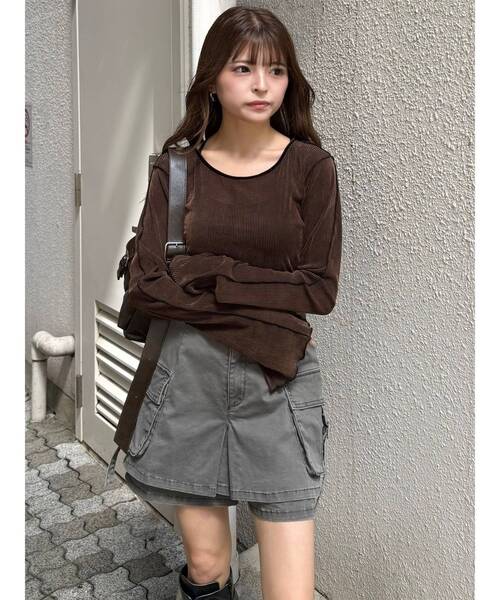 MURUA（ムルーア）の「ウォッシュカーゴスカートパンツ（スカート・レディース・グレー/ブラック/ベージュ・1/2）」の11枚目の写真