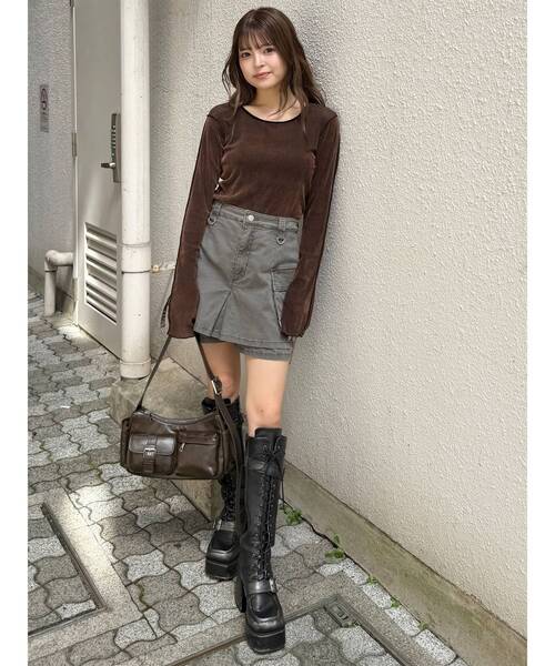 MURUA（ムルーア）の「ウォッシュカーゴスカートパンツ（スカート・レディース・グレー/ブラック/ベージュ・1/2）」の13枚目の写真