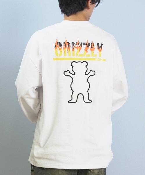 GRIZZLY(グリズリー)の「GRIZZLY/グリズリー 長袖Tシャツ/ロンT バックプリント G25FW-4402(Tシャツ/カットソー・メンズ・ホワイト/ブラック・XL/L/M)」の1枚目の写真