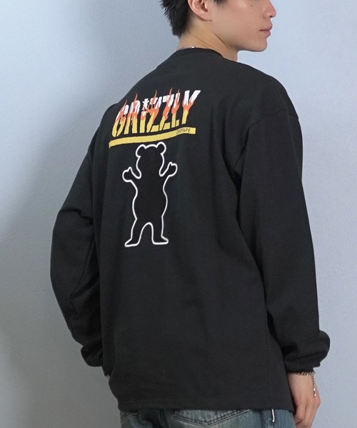 GRIZZLY(グリズリー)の「GRIZZLY/グリズリー 長袖Tシャツ/ロンT バックプリント G25FW-4402(Tシャツ/カットソー・メンズ・ホワイト/ブラック・XL/L/M)」の2枚目の写真