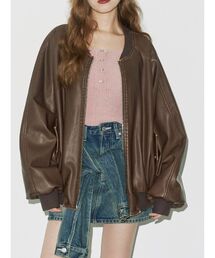 EVRIS | ヴィンテージライクフェイクレザーブルゾン(ブルゾン)