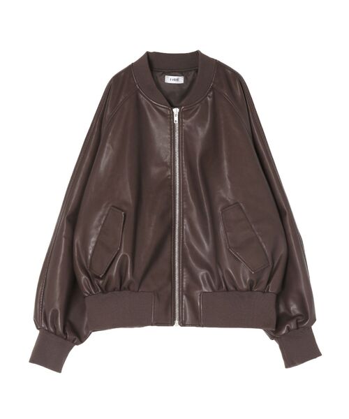 EVRIS（エヴリス）の「ヴィンテージライクフェイクレザーブルゾン【セットアップ着用可能】（ブルゾン・レディース・ブラック/ブラウン・FREE）」の11枚目の写真