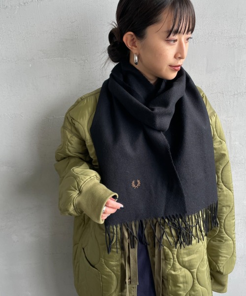 FRED PERRY/フレッドペリー] ワンポイントロゴ刺繍 ラムウール