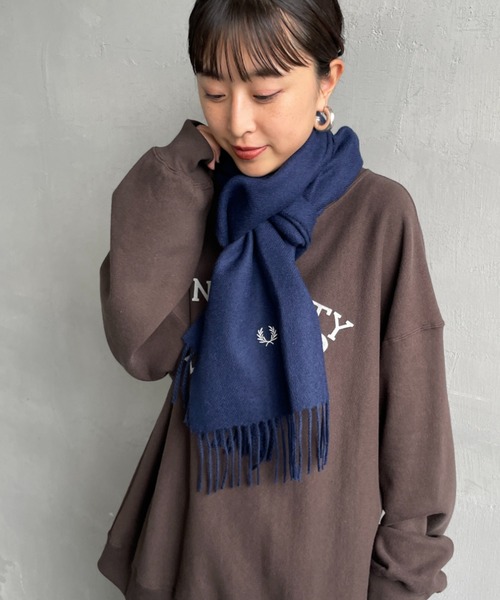 FRED PERRY/フレッドペリー] ワンポイントロゴ刺繍 ラムウール