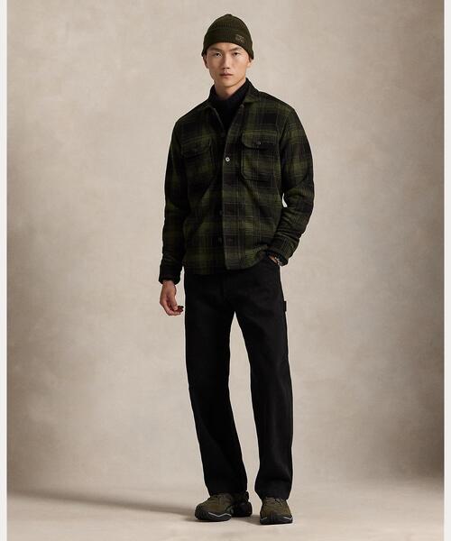 チェック パイル フリース シャツ ジャケット（カバーオール）｜POLO