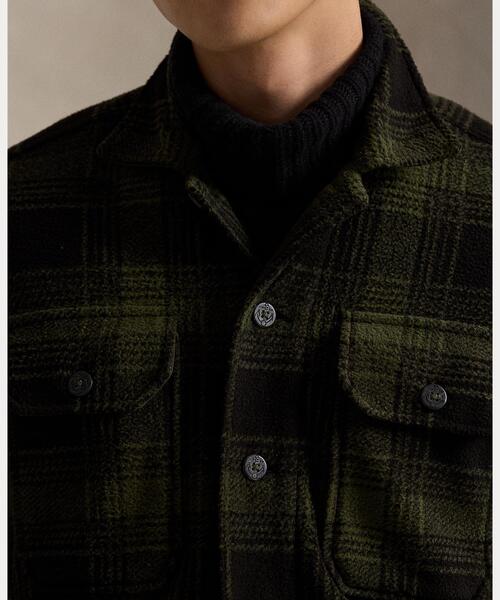 チェック パイル フリース シャツ ジャケット（カバーオール）｜POLO