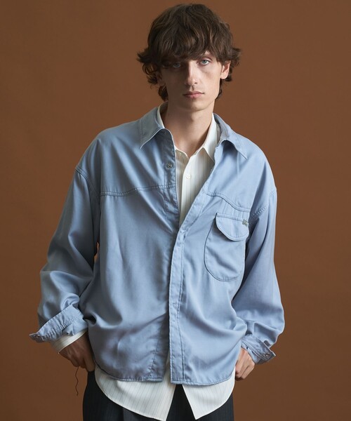 PUBLIC TOKYO（パブリックトウキョウ）の「【SHIOTA × PUBLIC TOKYO】ウエスタンキュプラシャツ（シャツ/ブラウス・メンズ・オフホワイト/セージグリーン/ライトブルー・1/2）」の3枚目の写真