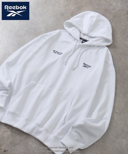 Reebok（リーボック）の「【Reebok/リーボック】裏起毛 刺繍ロゴ スウェット プルオーバーパーカー（パーカー・メンズ・杢グレー/ブラック/ホワイト/ネイビー・M/L/LL）」の19枚目の写真