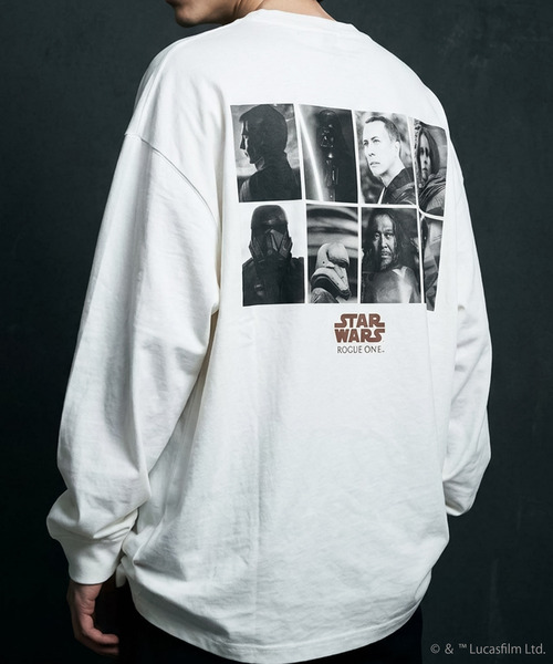 STAR WARS（スターウォーズ）の「スター・ウォーズ ローグワン ロングTシャツ Rogue One: A Star Wars Story（Tシャツ/カットソー・メンズ・ブラック/オフホワイト・M/L）」の2枚目の写真