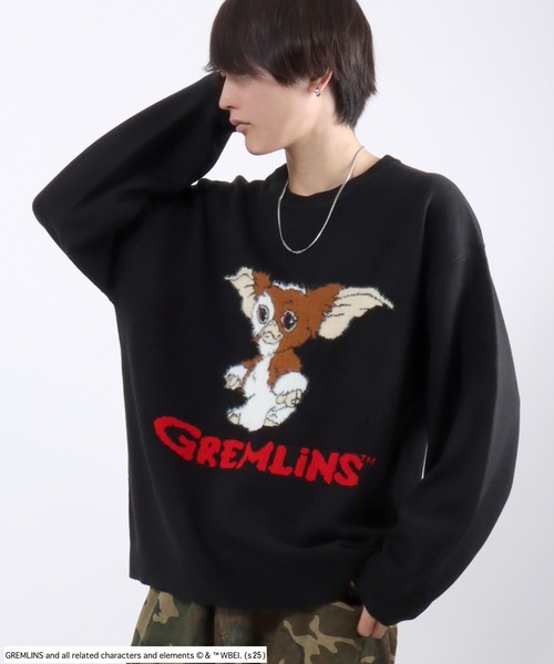 Salong hameu（サロン ハミュー）の「GREMLINS（グレムリン）GIZMOギズモ キャラクタージャガードシャギーニットセーター メンズ レディース ユニセックス（ニット/セーター・メンズ・オフホワイト/ブラック・LL/L/M）」の2枚目の写真