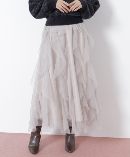 JILL by JILL STUART（ジルバイジルスチュアート）の「◇縦ラッフルチュールスカート（スカート・レディース・ホワイト/ベージュ/グレー・FREE）」の21枚目の写真