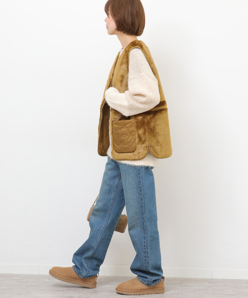 Barbour（バブアー）の「【BARBOUR/バブアー】 KARIN FAUX FUR GILET:ベスト（ベスト・レディース・ブラック/キャメル・10）」の4枚目の写真