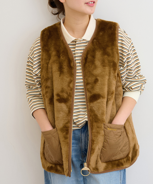 Barbour（バブアー）の「【BARBOUR/バブアー】 KARIN FAUX FUR GILET:ベスト（ベスト・レディース・ブラック/キャメル・10）」の12枚目の写真