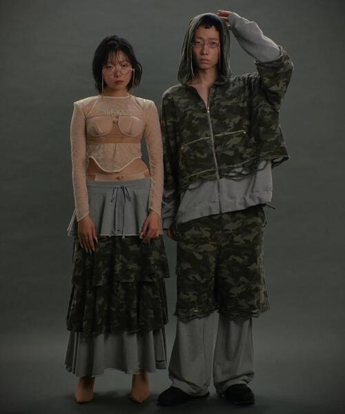 neith.（ネイス）の「neith./ネイス/Layered Crush Sweat Pants(Camo×Gray)（スウェットパンツ・レディース・グレー・F）」の12枚目の写真