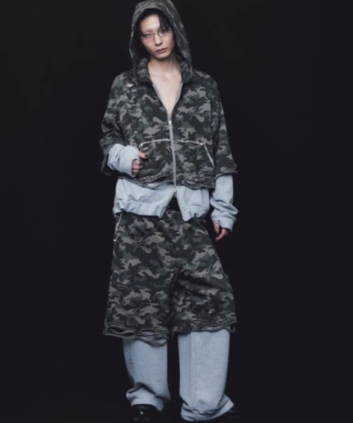 naith Layered Crush SweatPants Camo×Gray neith./ネイス/Layered Crush Sweat Pants(Camo×Gray)（スウェット