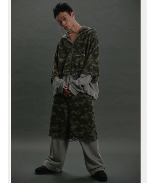 neith./ネイス/Layered Crush Sweat Pants(Camo×Gray)（スウェット