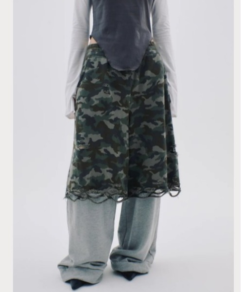 neith.（ネイス）の「neith./ネイス/Layered Crush Sweat Pants(Camo×Gray)（スウェットパンツ・レディース・グレー・F）」の5枚目の写真