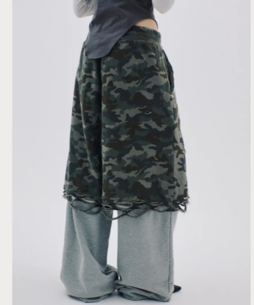 neith./ネイス/Layered Crush Sweat Pants(Camo×Gray)（スウェット