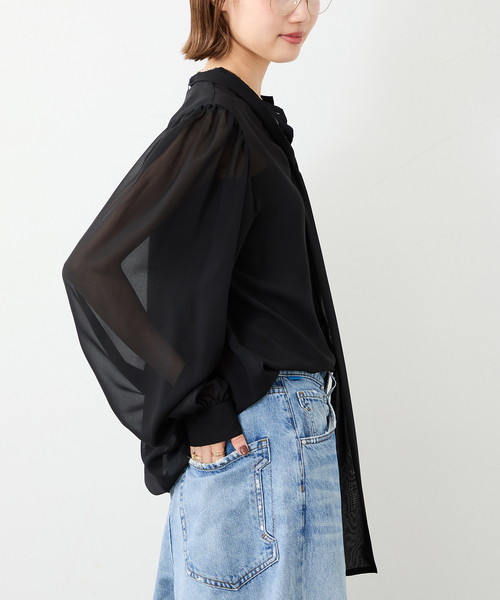 Deuxieme Classe（ドゥーズィエムクラス）の「Sheer Bow ブラウス（シャツ/ブラウス・レディース・ブラック・FREE）」の5枚目の写真