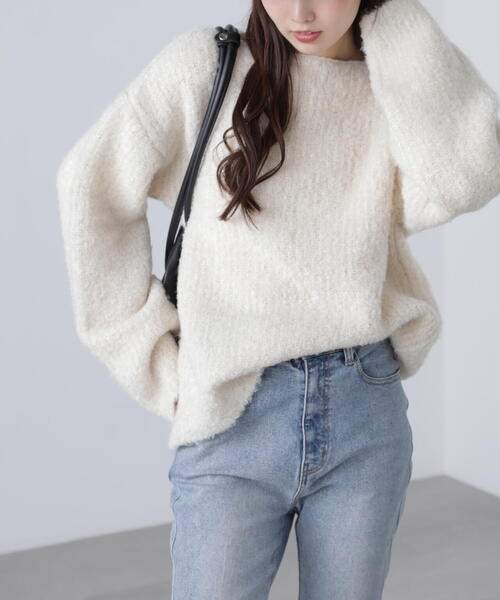 FREE'S MART（フリーズマート）の「◆ラメミックスブークレー畔ニット（ニット/セーター・レディース・グレー/ブルー/ホワイト/ピンク・FREE）」の2枚目の写真