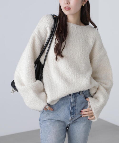 FREE'S MART（フリーズマート）の「◆ラメミックスブークレー畔ニット（ニット/セーター・レディース・グレー/ブルー/ホワイト/ピンク・FREE）」の16枚目の写真