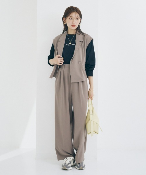 nissen（ニッセン）の「ジャケットベストセットアップ（ベスト＋パンツ）（スーツセット・レディース・ブラック/グレイッシュベージュ/ベージュ・3L/LL/L/M/S）」の6枚目の写真