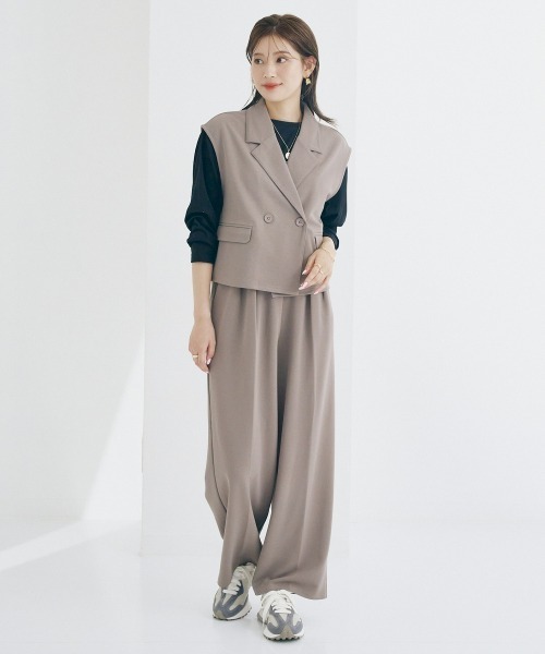 nissen（ニッセン）の「ジャケットベストセットアップ（ベスト＋パンツ）（スーツセット・レディース・ブラック/グレイッシュベージュ/ベージュ・3L/LL/L/M/S）」の9枚目の写真