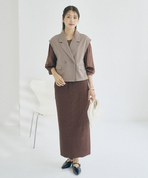 nissen（ニッセン）の「ジャケットベストセットアップ（ベスト＋パンツ）（スーツセット・レディース・ブラック/グレイッシュベージュ/ベージュ・3L/LL/L/M/S）」の13枚目の写真