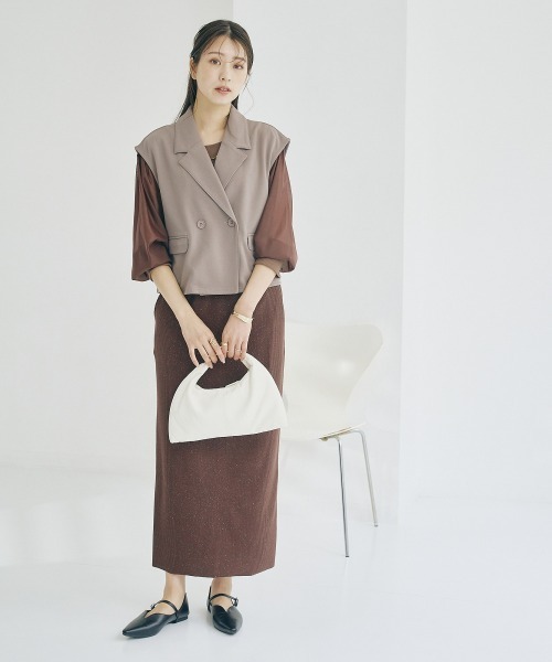 nissen（ニッセン）の「ジャケットベストセットアップ（ベスト＋パンツ）（スーツセット・レディース・ブラック/グレイッシュベージュ/ベージュ・3L/LL/L/M/S）」の15枚目の写真