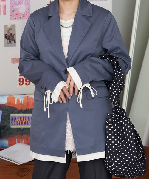 CIAOPANIC（チャオパニック）の「【neutral by ciaopanic】レイヤードリボンテーラードジャケット（テーラードジャケット・レディース・ダークブラウン/ネイビー/グレー・FREE）」の4枚目の写真