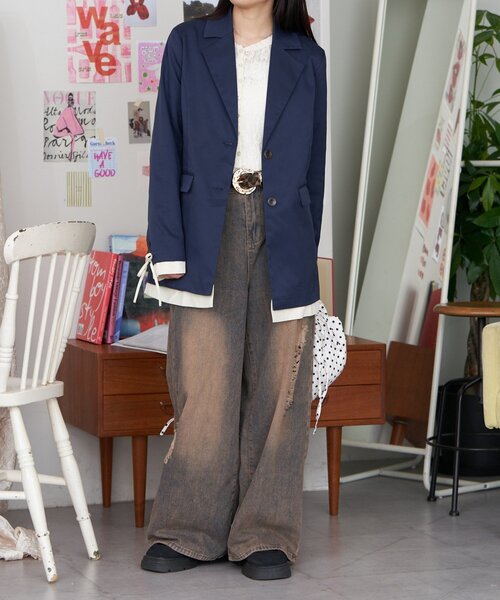 CIAOPANIC（チャオパニック）の「【neutral by ciaopanic】レイヤードリボンテーラードジャケット（テーラードジャケット・レディース・ダークブラウン/ネイビー/グレー・FREE）」の20枚目の写真