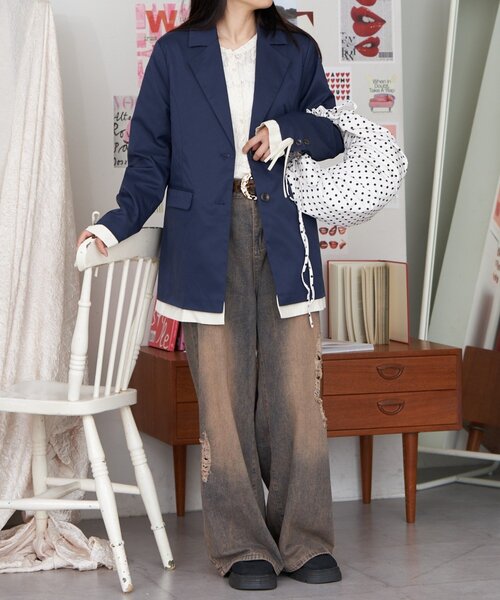 CIAOPANIC（チャオパニック）の「【neutral by ciaopanic】レイヤードリボンテーラードジャケット（テーラードジャケット・レディース・ダークブラウン/ネイビー/グレー・FREE）」の21枚目の写真