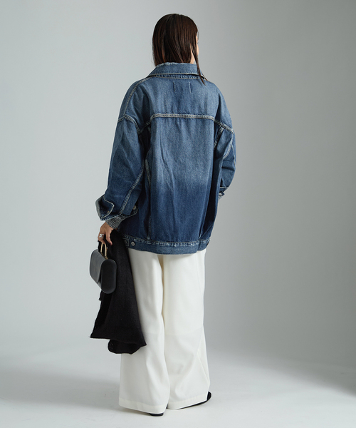 AGOLDE（エーゴールドイー）の「AGOLDE エーゴールドイー REWORKED WAYNE JACKET A5045-1 652（デニムジャケット・レディース・ネイビー・SMALL/X-SMALL）」の7枚目の写真