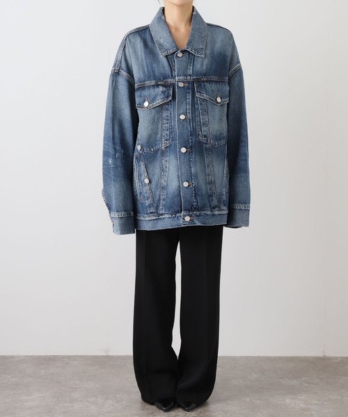 AGOLDE（エーゴールドイー）の「AGOLDE エーゴールドイー REWORKED WAYNE JACKET A5045-1 652（デニムジャケット・レディース・ネイビー・SMALL/X-SMALL）」の9枚目の写真