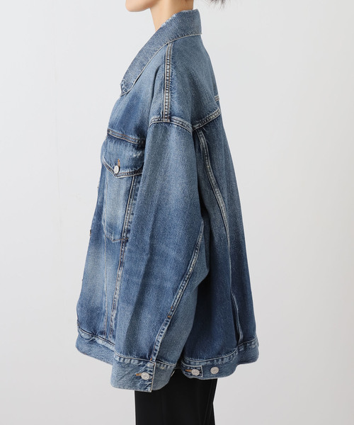 AGOLDE（エーゴールドイー）の「AGOLDE エーゴールドイー REWORKED WAYNE JACKET A5045-1 652（デニムジャケット・レディース・ネイビー・SMALL/X-SMALL）」の11枚目の写真