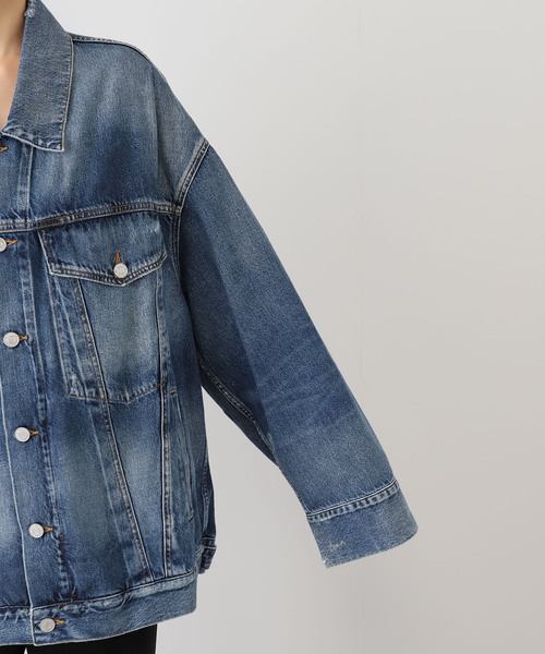 AGOLDE（エーゴールドイー）の「AGOLDE エーゴールドイー REWORKED WAYNE JACKET A5045-1 652（デニムジャケット・レディース・ネイビー・SMALL/X-SMALL）」の14枚目の写真