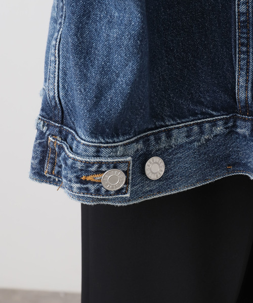 AGOLDE（エーゴールドイー）の「AGOLDE エーゴールドイー REWORKED WAYNE JACKET A5045-1 652（デニムジャケット・レディース・ネイビー・SMALL/X-SMALL）」の18枚目の写真