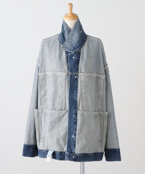 AGOLDE（エーゴールドイー）の「AGOLDE エーゴールドイー REWORKED WAYNE JACKET A5045-1 652（デニムジャケット・レディース・ネイビー・SMALL/X-SMALL）」の19枚目の写真